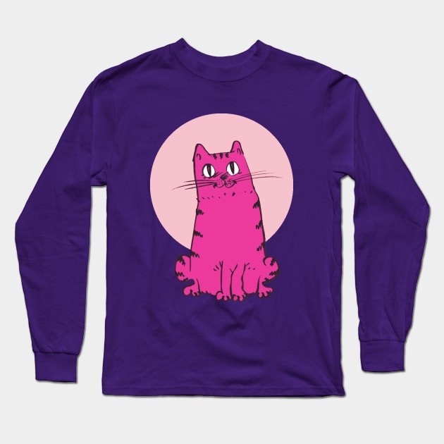 purple pink cat sweet cartoon Long Sleeve T-Shirt by anticute